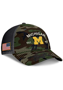 Nike Olive Michigan Wolverines JORDAN BRAND MILITARY RISE STRUCTURED TRUCKER Adjustable Hat