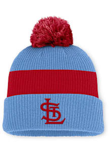 Nike St Louis Cardinals Light Blue Cooperstown Crown Stripe Peak Pom Mens Knit Hat