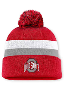 Nike Ohio State Buckeyes Red Peak Cuffed Beanie With Pom Mens Knit Hat