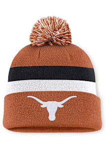 Nike Texas Longhorns Burnt Orange Peak Cuffed Beanie With Pom Mens Knit Hat