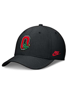Nike Ohio State Buckeyes Mens Black Structured Rise Swooshflex Flex Hat