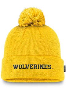 Nike Michigan Wolverines Yellow Peak Standard Cuff Pom Mens Knit Hat