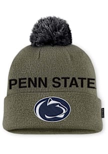 Penn State Nittany Lions Nike NIKE MILITARY PEAK BEANIE CAP Mens Knit Hat - Olive