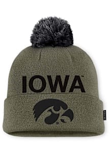 Iowa Hawkeyes Nike NIKE MILITARY PEAK BEANIE CAP Mens Knit Hat - Olive