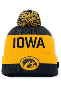 Nike Iowa Hawkeyes Black NIKE PEAK GAMEDAY CUFFED POM BEANIE CAP Mens Knit Hat