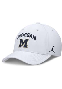 Michigan Wolverines Nike JORDAN BRAND DRI-FIT RISE GAMEDAY STRUCTURED SWOOSHFLEX CAP Flex Hat - Wh..