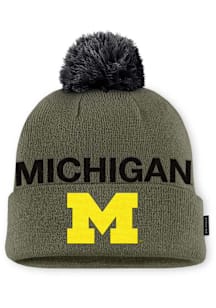 Michigan Wolverines Nike JORDAN BRAND MILITARY PEAK BEANIE CAP Mens Knit Hat - Olive