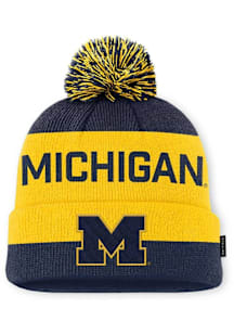 Michigan Wolverines Nike JORDAN BRAND PEAK GAMEDAY CUFFED POM BEANIE CAP Mens Knit Hat - Blue