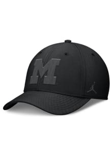 Michigan Wolverines Nike JORDAN BRAND RISE TONAL SWOOSHFLEX CAP Flex Hat - Black