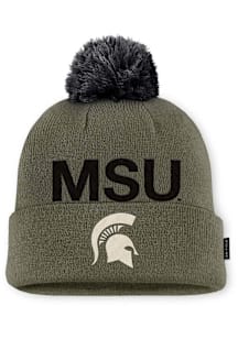 Michigan State Spartans Nike NIKE MILITARY PEAK BEANIE CAP Mens Knit Hat - Olive