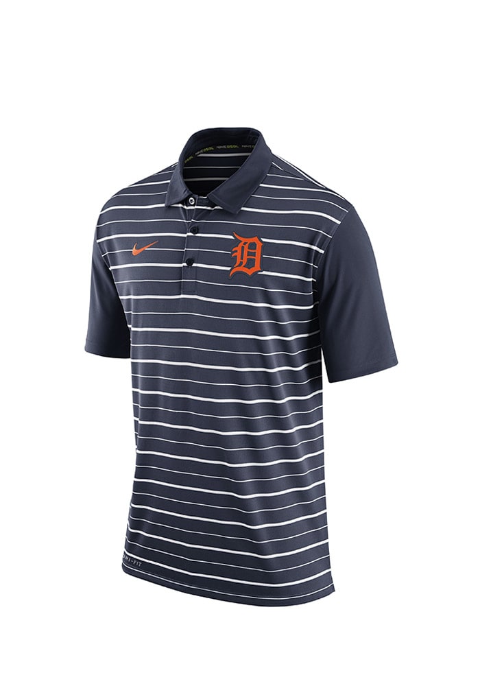 Detroit Tigers Mens Navy Blue Dri-FIT Short Sleeve Polo