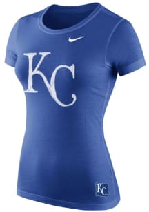 Kansas City Royals Womens Blue Painted Logo Short Sleeve Crew T-Shirt