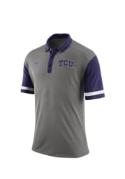 Nike TCU Horned Frogs Mens Grey Stadium Team Short Sleeve Polo