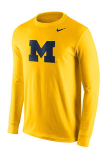 Mens Michigan Wolverines Gold Nike Logo Tee