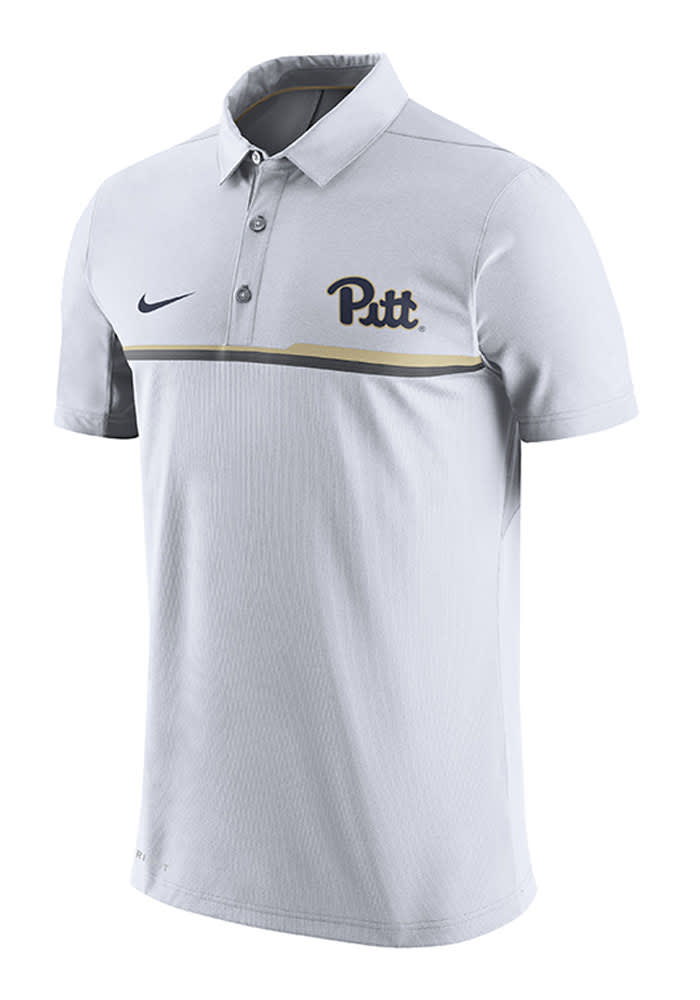 Nike Pitt Panthers Mens White Elite Short Sleeve Polo