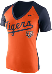 Nike Detroit Tigers Womens Orange Cooperstown Fan V-Neck T-Shirt