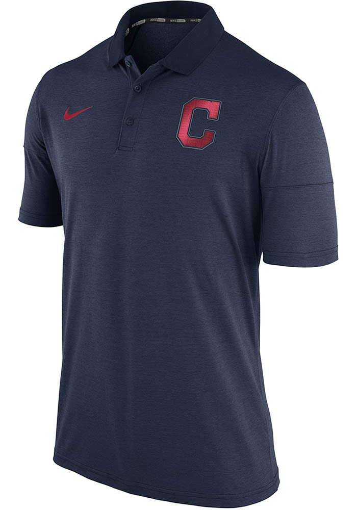 Nike Cleveland Indians Mens Navy Blue MLB Short Sleeve Polo