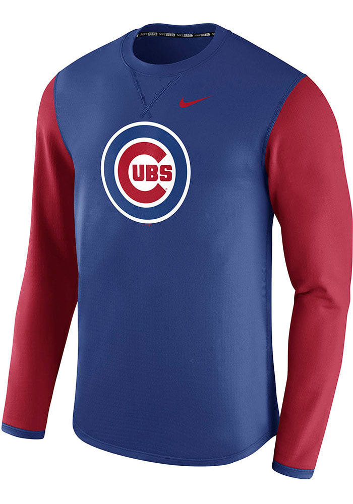 Nike Chicago Cubs Mens Blue Crew Top Pregame Long Sleeve Sweatshirt
