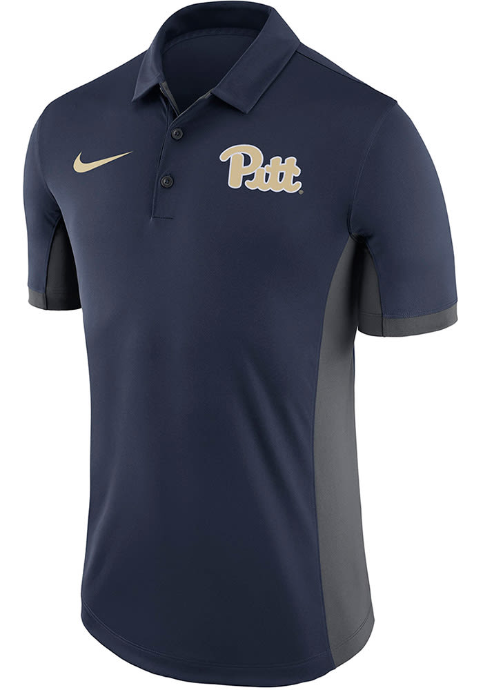 Nike Pitt Panthers Mens Navy Blue Evergreen Short Sleeve Polo