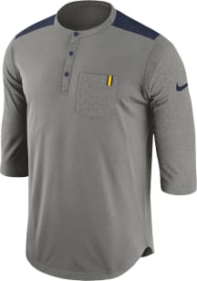 Nike Michigan Wolverines Grey Henley Long Sleeve Fashion T Shirt