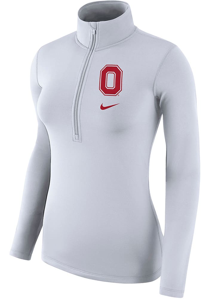 Nike The Ohio State University Womens White Top 1/4 Zip Pullover