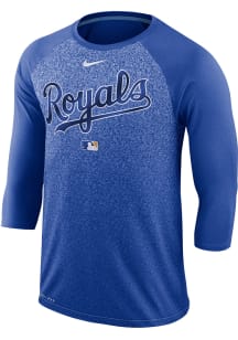 Nike Kansas City Royals Blue Raglen Cross-Dye Fade Long Sleeve T-Shirt
