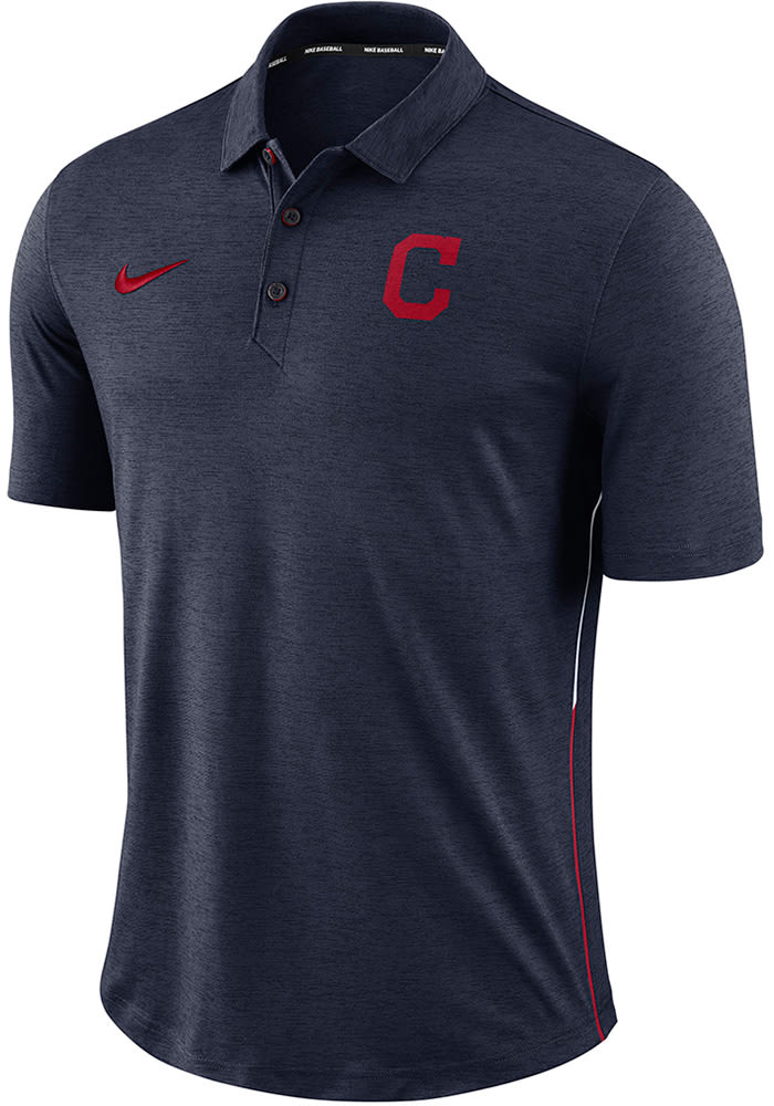 Nike Cleveland Indians Mens Navy Blue Breathe Polo Touch Short Sleeve Polo
