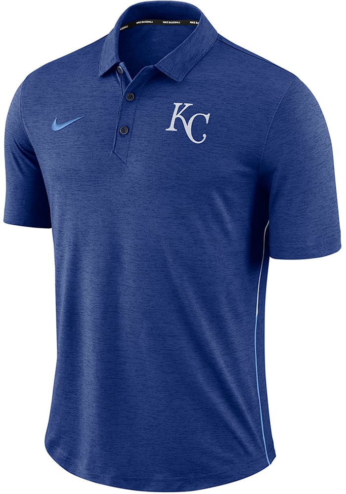 Nike Kansas City Royals Mens Blue Breathe Polo Touch Short Sleeve Polo