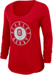 Nike Ohio State Buckeyes Womens Red Elevated Long Sleeve LS Tee