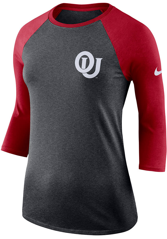 Nike Oklahoma Sooners Womens Crimson Raglan LS Tee