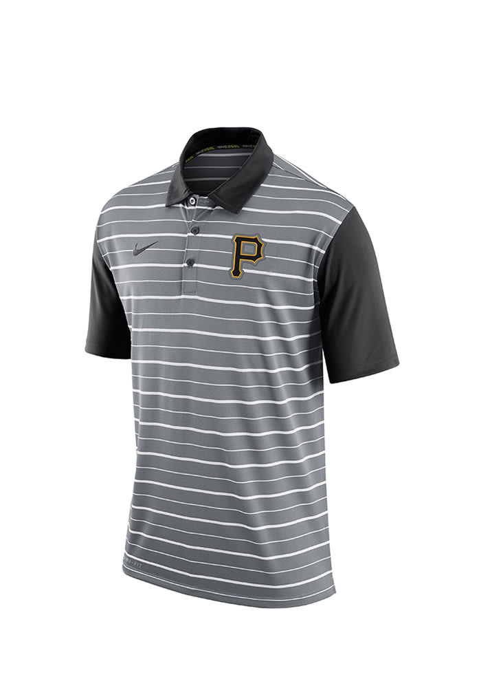 Nike Pittsburgh Pirates Mens Grey Dri-FIT Short Sleeve Polo