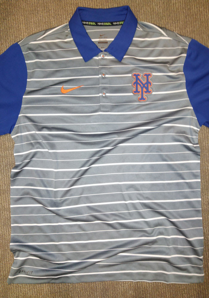 Nike New York Mets Mens Grey Dri-Fit Short Sleeve Polo