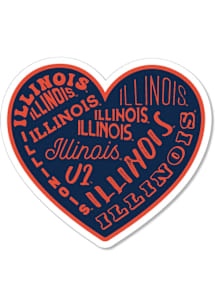 Orange Illinois Fighting Illini 3.5&quot; Heart Rugged Stickers