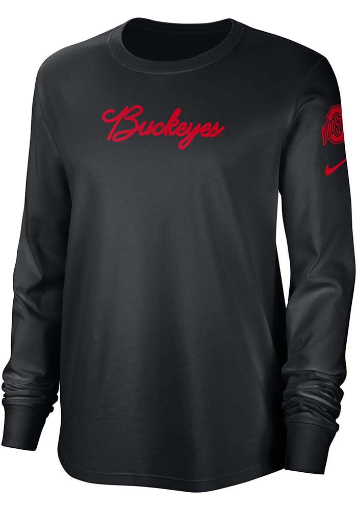 Nike Ohio State Buckeyes Womens Black Letterman Long Sleeve LS Tee