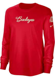 Nike Ohio State Buckeyes Womens Red Letterman LS Tee