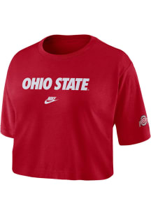 Nike Ohio State Buckeyes Womens Red Legacy Crop Short Sleeve T-Shirt