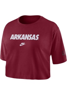 Nike Arkansas Razorbacks Womens Crimson Legacy Crop Short Sleeve T-Shirt