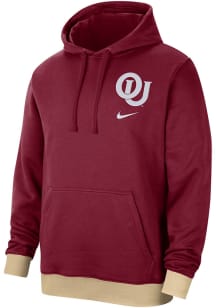 Nike Oklahoma Sooners Mens Crimson Retro Fleece Long Sleeve Hoodie