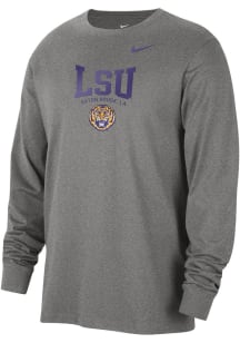 Nike LSU Tigers Grey Cotton Classic Long Sleeve T Shirt