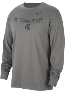 Nike Michigan State Spartans Grey Cotton Classic Long Sleeve T Shirt
