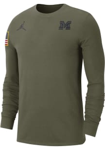 Nike Michigan Wolverines Olive Cotton Military 23 Long Sleeve T Shirt