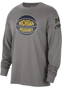 Nike Michigan Wolverines Grey Fast Break Long Sleeve T Shirt