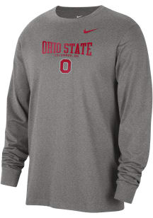 Nike Ohio State Buckeyes Grey Cotton Classic Long Sleeve T Shirt