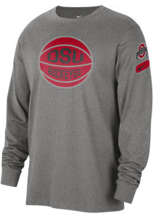 Nike Ohio State Buckeyes Grey Fast Break Long Sleeve T Shirt