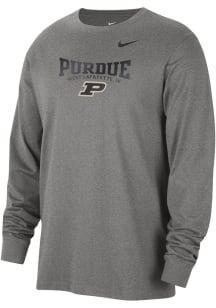 Nike Purdue Boilermakers Grey Cotton Classic Long Sleeve T Shirt