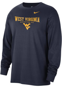 Nike West Virginia Mountaineers Navy Blue Cotton Classic Long Sleeve T Shirt