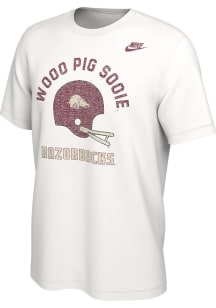 Nike Arkansas Razorbacks White Vault Football Helmet Design Short Sleeve T Shirt