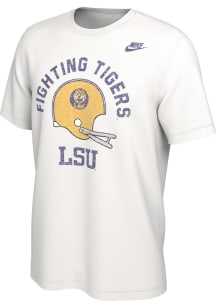 Nike LSU Tigers White Vault Football Helmet Design Short Sleeve T Shirt