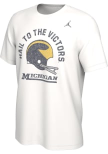 Nike Michigan Wolverines White Jordan Vault Football Helmet Design Short Sleeve T Shirt