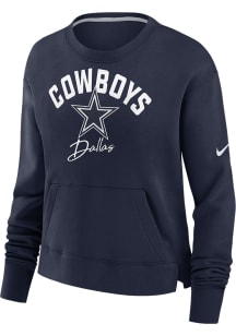 Nike Dallas Cowboys Womens Navy Blue Arched Crew Sweatshirt